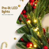 NNEDSZ Jingle Jollys Christmas Wreath 60CM LED Garland Berries Pine Cones Party Decor