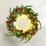 NNEDSZ Jingle Jollys Christmas Wreath 60CM LED Garland Berries Pine Cones Party Decor