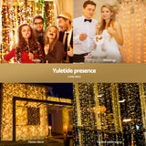 NNEDSZ Jingle Jollys 3X3M Christmas Lights Curtain String Light 300 LED Warm White