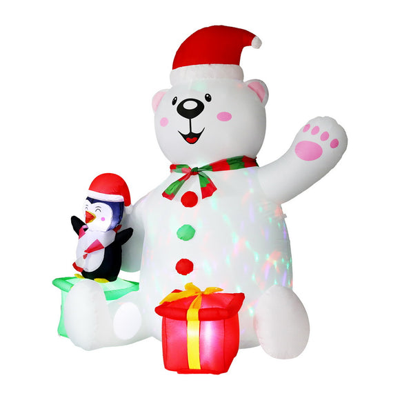 NNEDSZ Jingle Jollys Christmas Inflatable Bear 1.8M Height LED Outdoor Decorations Illuminated