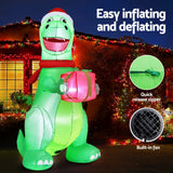 NNEDSZ Jingle Jollys Christmas Inflatable Dinosaur 1.8M Height LED Decorations Illuminated
