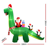 NNEDSZ Christmas Inflatable Santa Dinosaur 3.8M Illuminated Decorations