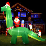 NNEDSZ Christmas Inflatable Santa Dinosaur 3.8M Illuminated Decorations