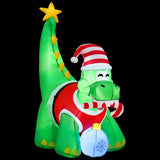 NNEDSZ Jingle Jollys Christmas Inflatable Dinosaur 1.86M Height LED Decorations Illuminated