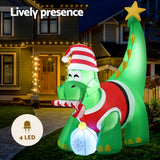 NNEDSZ Jingle Jollys Christmas Inflatable Dinosaur 1.86M Height LED Decorations Illuminated