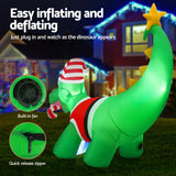 NNEDSZ Jingle Jollys Christmas Inflatable Dinosaur 1.86M Height LED Decorations Illuminated