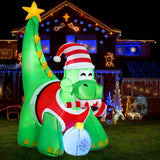 NNEDSZ Jingle Jollys Christmas Inflatable Dinosaur 1.86M Height LED Decorations Illuminated