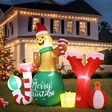 NNEDSZ Jingle Jollys Christmas Inflatable Gingerman Joy 3M Long Outdoor Decorations Illuminated