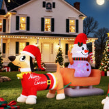 NNEDSZ Jingle Jollys Christmas Inflatable Snowman Dog 4.2M Tall Outdoor Decorations Illuminated