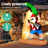 NNEDSZ Christmas Inflatable Santa Guitar 2.1M Led Illuminated Decorations