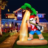 NNEDSZ Christmas Inflatable Santa Guitar 2.1M Led Illuminated Decorations