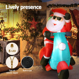 NNEDSZ Jingle Jollys Christmas Inflatable Santa Motorbike LED Illuminated Decorations
