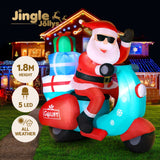 NNEDSZ Jingle Jollys Christmas Inflatable Santa Motorbike LED Illuminated Decorations