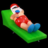 NNEDSZ Christmas Inflatable Santa Bench 1.8M LED Illuminated Decorations