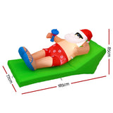 NNEDSZ Christmas Inflatable Santa Bench 1.8M LED Illuminated Decorations