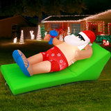 NNEDSZ Christmas Inflatable Santa Bench 1.8M LED Illuminated Decorations