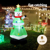 NNEDSZ Jingle Jollys Christmas Inflatable Snowman Tree 2.75M Height LED Decorations Illuminated