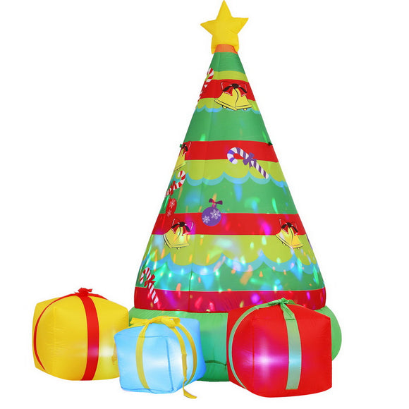 NNEDSZ Jingle Jollys Christmas Inflatable Gift Tree 2.2M Height Flashing Light Decorations Illuminated
