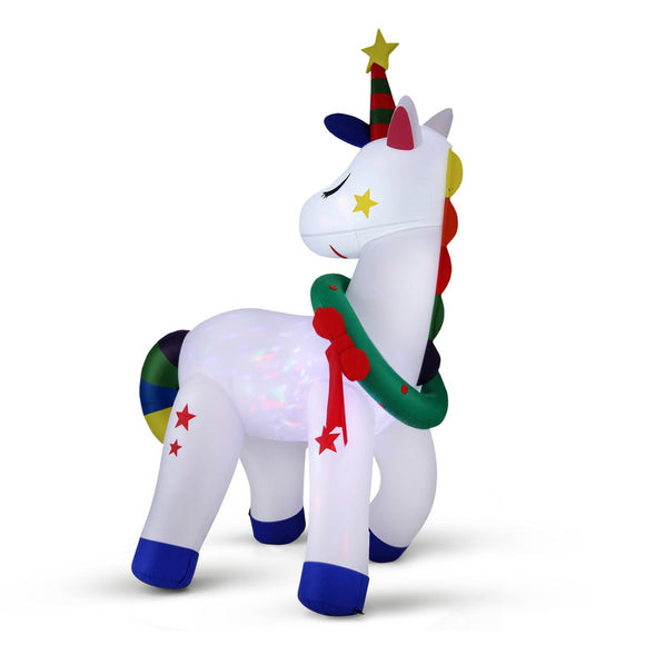 NNEDSZ Jingle Jollys Christmas Inflatable Unicorn 1.8M Tall Outdoor Decorations Illuminated