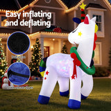 NNEDSZ Jingle Jollys Christmas Inflatable Unicorn 1.8M Tall Outdoor Decorations Illuminated