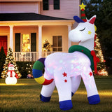 NNEDSZ Jingle Jollys Christmas Inflatable Unicorn 1.8M Tall Outdoor Decorations Illuminated