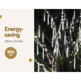 NNEDSZ 12M Christmas Lights Icicle Light 960 LED Falling Metor Jingle Jollys