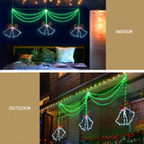NNEDSZ 1.8M Christmas Lights 288 LED Bell Motif Light Decorations Jingle Jollys