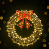 NNEDSZ 0.6M Christmas Lights 160 LED Motif Solar Wreath Xmas Decorations Jingle Jollys