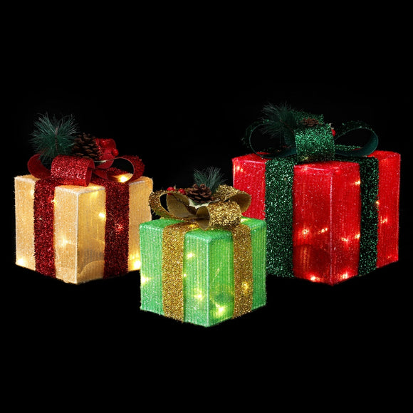 NNEDSZ 3 PCS Christmas Lights 60 LED Fairy Light Gift Box Jingle Jollys