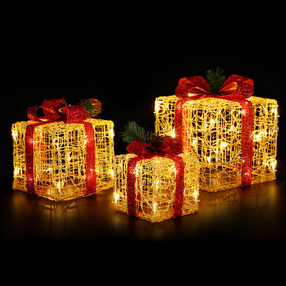 NNEDSZ 3 PCS Christmas Lights Gift Box Set Set 48 LED Decorations Jingle Jollys