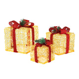 NNEDSZ 3 PCS Christmas Lights Gift Box Set Set 48 LED Decorations Jingle Jollys