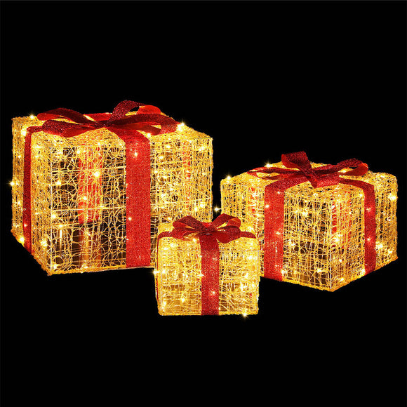 NNEDSZ 3 PCS Christmas Lights 240 LED Fairy Light Gift Box Decorations Jingle Jollys