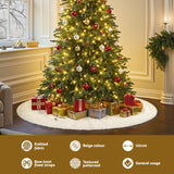 NNEDSZ Jingle Jollys Christmas Tree Skirt 120cm Knitted Xmas Tree Ornaments Decor Beige