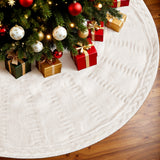 NNEDSZ Jingle Jollys Christmas Tree Skirt 90cm Knitted Fabric Xmas Ornament Decor Beige