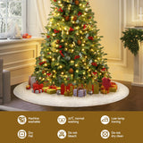 NNEDSZ Jingle Jollys Christmas Tree Skirt 120cm Plush Xmas Fluffy Ornaments Decor White