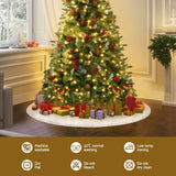 NNEDSZ Jingle Jollys Christmas Tree Skirt 90cm Plush Xmas Fluffy Ornaments Decor White