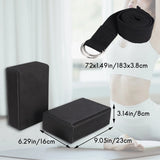 NNETM Yoga Block and Strap Set Non-Slip Foam Stretching (Black)