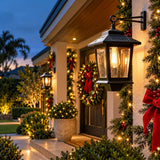 2-Pack Solar Outdoor Black Wall Lanterns Warm White LED