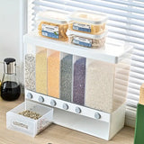 NNEOBA 1pc Wall-Mounted Multi-Grid Food Dispenser - Large Capacity Rice Bucket