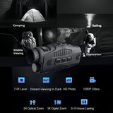 NNETM ABS R11 Night Vision Monocular - All Black Vision, 5x Digital Zoom, 984ft Range, 1080P Video, USB Charging