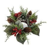 NNEOBA Christmas Candle Wreath with Berry Pinecone