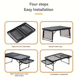 NNETM Camping Table with Extendable Wings & Mesh Top