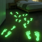 8pcs (4 Pairs) Green Luminous Footprint Wall Stickers, Suitable for Haunted Houses, Bedrooms, Living Rooms, Corridors and Wall Decoration; Self-adhesive, 2D Flat Design, 2D Flat