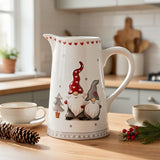 Ceramic Christmas Beverage Jug with Embossed Santa 1pc