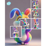 NNETM 6pcs Colorful Easter Rabbit Acrylic Ornaments