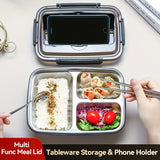 304 Stainless Steel Bento Lunch Box with 3 Compartments