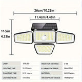 NNETM 1pc Solar Garden Light Outdoor - 270 LEDs Solar Wall Light with Motion Sensor