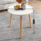 NNETM Minimalist Round White Coffee Table - Small and Space-Saving