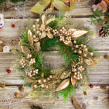 NNETM Classic Christmas Wreath Golden Leaves and Berries