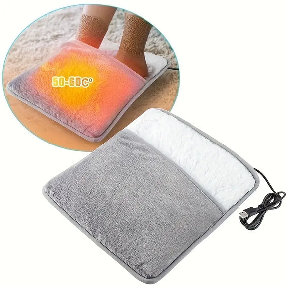 NNETM USB-Powered Washable Electric Foot Warmer Heating Pad - Grey